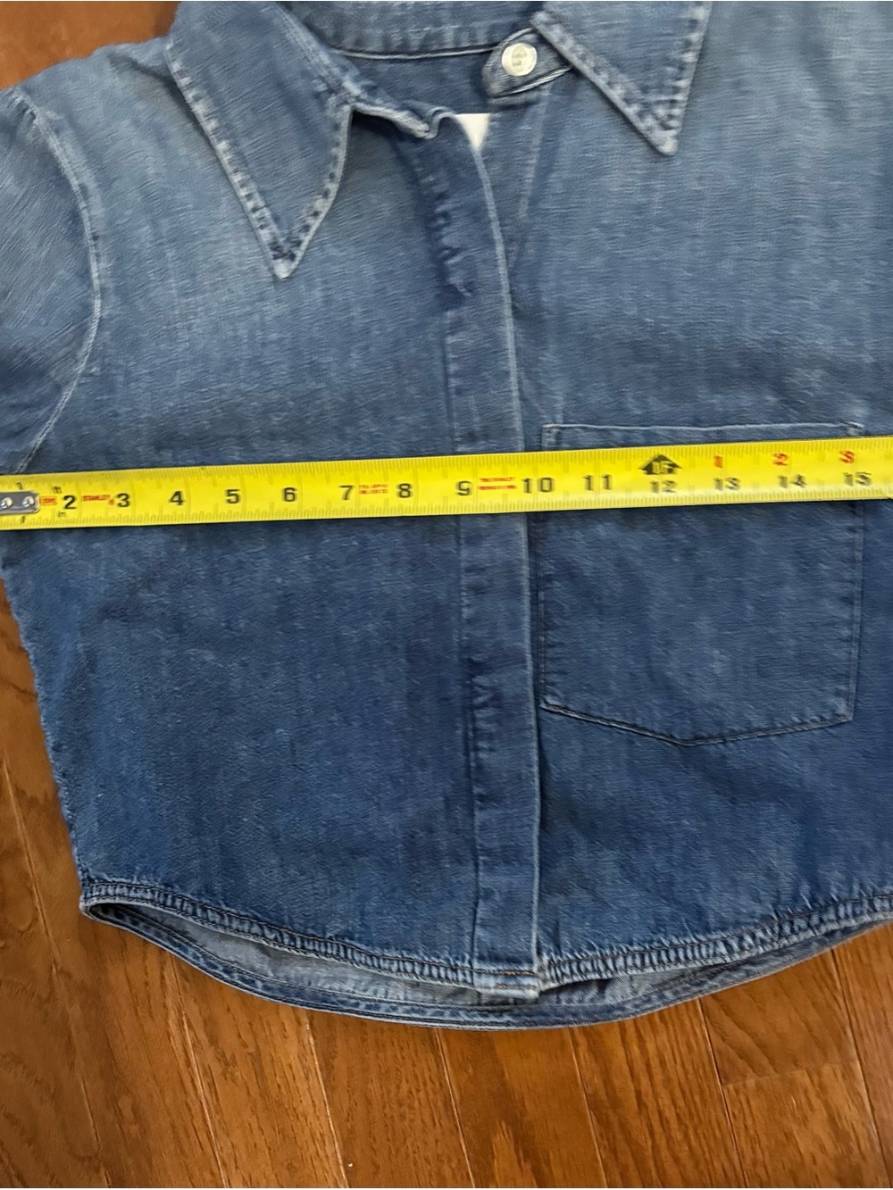 CoH Button-Front Crop Shirt - Blue - Picture 6 of 7
